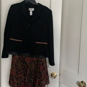 Black one button blazer with matching skirt